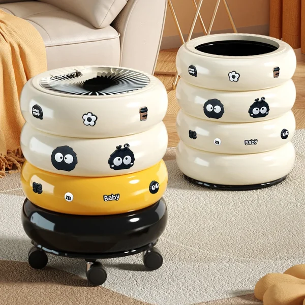 12L Large Capacity Garbage Bin With Lid And Wheel, Suitable For Bedrooms, Living Rooms, Offices, Kitchens, Press To Open Lid 1