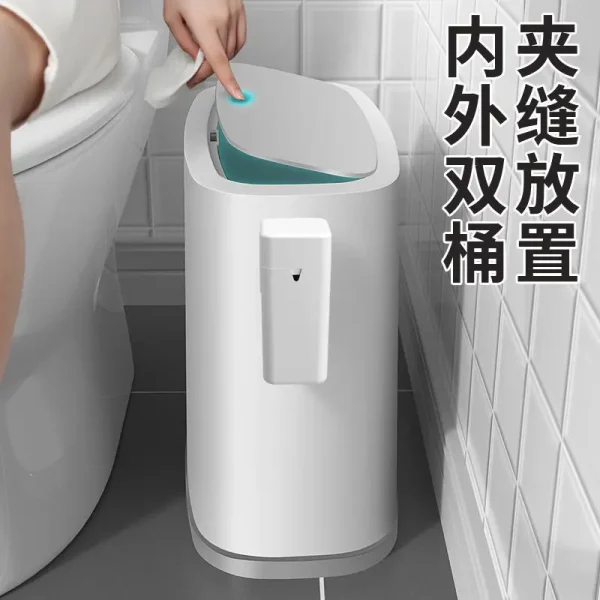 13L Toilet Trash Bins Home Trash Can Kicthen Bathroom Toilet Sewn with Lid Trash Can Practical Light Luxury Bedroom Trash Bin 5