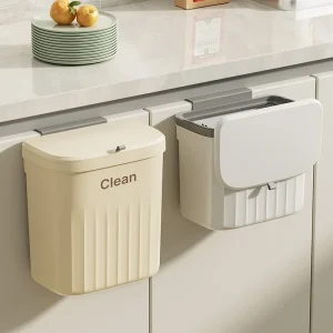 8.5L/12L Kitchen Trash Can Wall Mounted Hanging Trash Bin with Lid Garbage Can for Cabinet Under Sink Waste Garbage 1