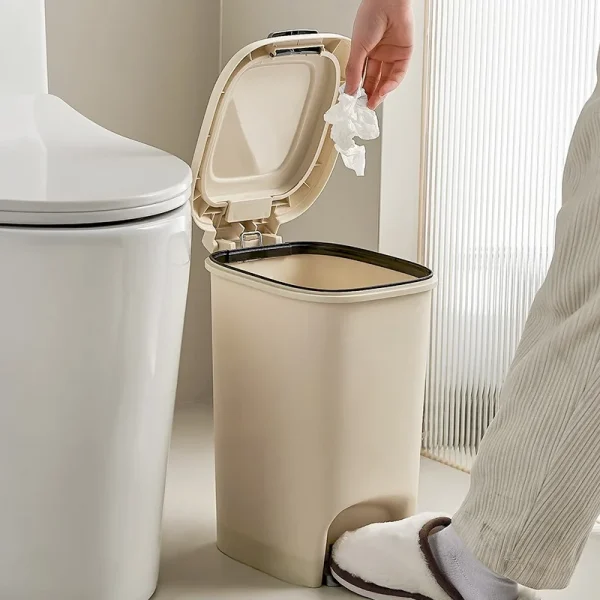 Foot-pressed Double-open Trash Can Waterproof with Cover Bathroom Kitchen Waste Recycling Bin Large Storage Box Home Supplies 3