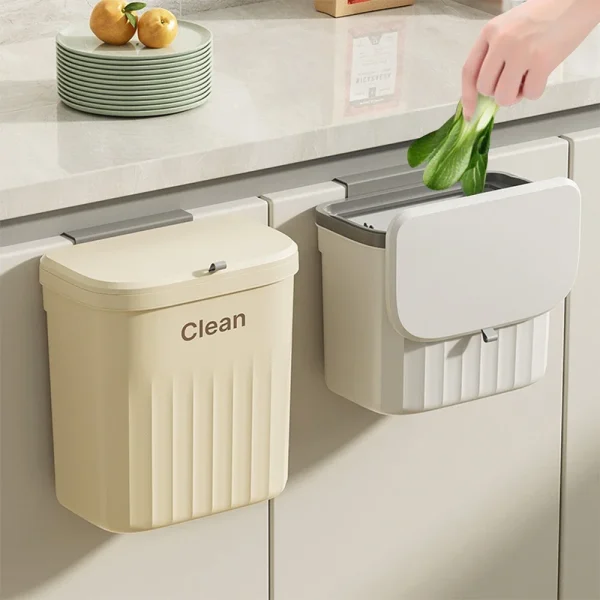 Kitchen Trash Can Wall Mounted Hanging Trash Bin With Lid Garbage Can for Cabinet Under Sink Waste Garbage Compost Bin 8.5/12L 1