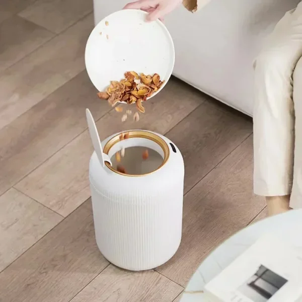 Automatic Trash Can Plastic Kitchen Round Trash Bin with Lid Bathroom Office Automatic Sensor Smart Garbage Bin Home Supplies 4