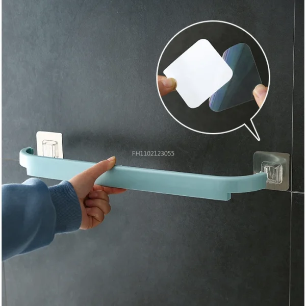 Bathroom Shelf PendantToilet Paper Holder Plastic Self-adhesive Towel Rack Wall-mounted Hanging Hook Bathroom Supplies 4