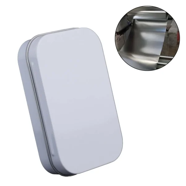 1pc Storage Box Metal Rectangular Mini Empty Tin Box Tinplate Bin Jar Flip Hinged Container 95*60*20mm Home Storage 3