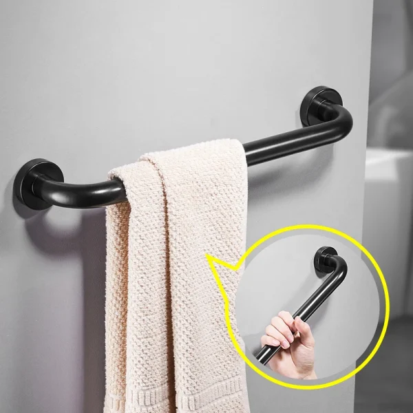 YCRAYS Black Chrome Toilet Handrail For Bathroom Bathtub Armrest Safety Grab Bars Door Handle Towel Rack SUS304 WC Accessories 4