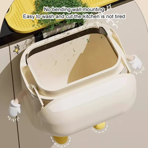 9/12L Hanging Trash Can For Kitchen Bathroom Made Of Durable ABS Plastic Easy To Clean Top Cover Prevents Odors Bin Smooth New 3