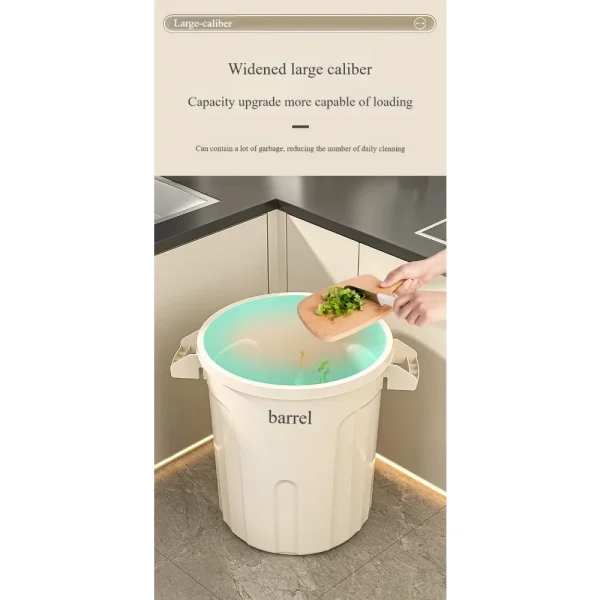 `EU STYLE 18L/26L KITCHEN WASTE BIN - Round Open-Top Trash Can with Handles, Durable Plastic, Large Capacity for Home/Commercial 6