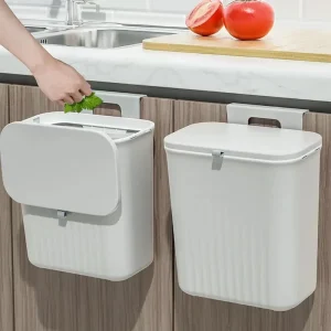 Wall Mounted Hanging Trash Bin Kitchen Trash Can Cabinet Door Bathroom Trash Can With Lid Garbage Bin Counter Bins Dustbin 1