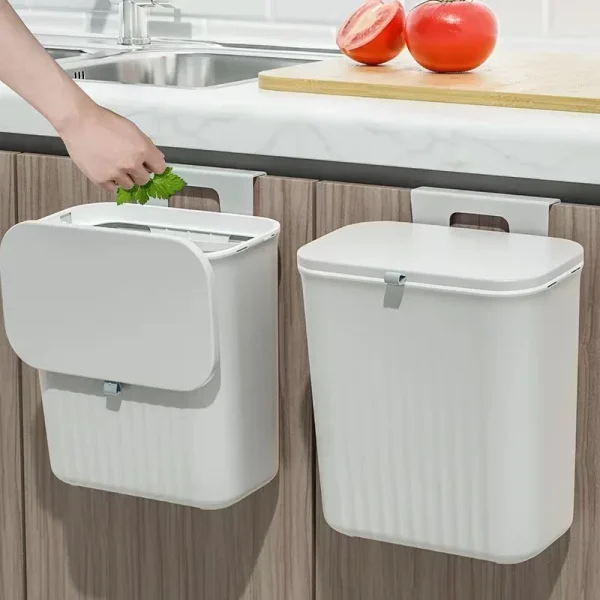 Wall Mounted Hanging Trash Bin Kitchen Trash Can Cabinet Door Bathroom Trash Can With Lid Garbage Bin Counter Bins Dustbin 1