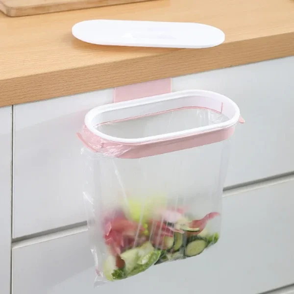 Garbage Bag Holder Kitchen Cabinet Door Basket Hanging Trash Can Waste Bin Garbage Rack Tool Storage Holder Kitchen Organizer 1