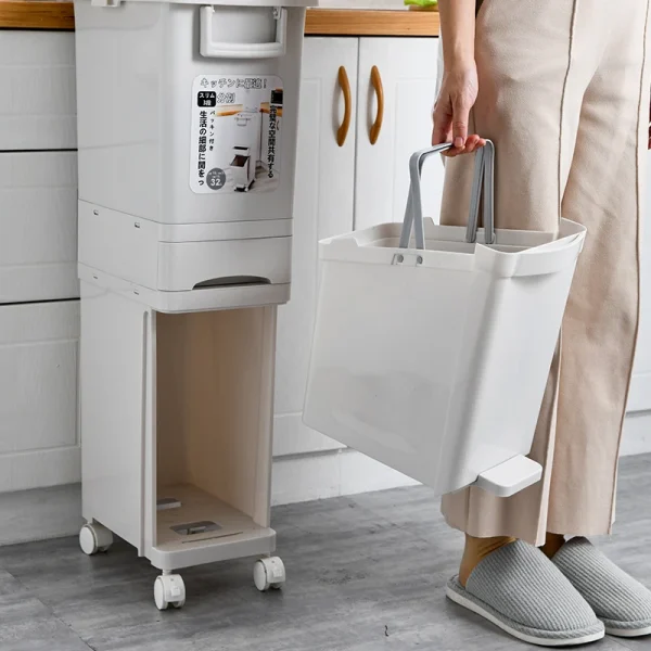 Garbage Classification 29/32L 2/3Layers Plastic Trash Bin Home Kitchen Garbage Classification Can with Wheels Garbage Storage 2
