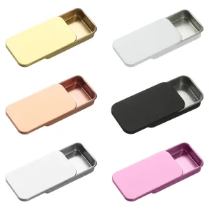 Mini Metal Rectangular Empty Tin Box Bins Jar Hinged Portable Containers Small Storage Tinplate Push Organizer Candy Pill Cases 1