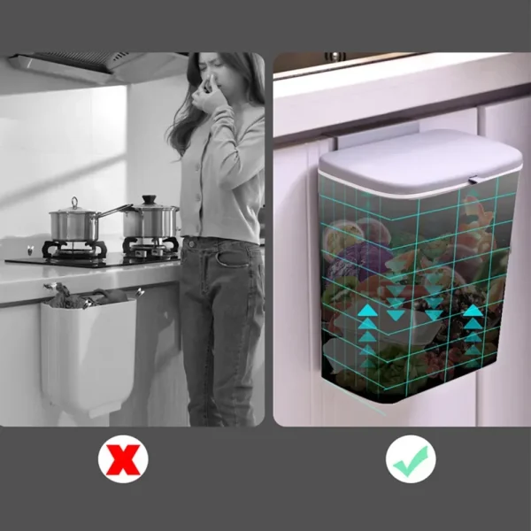 7/9L Wall Mounted Trash Can Household Galley Waste Bin Hanging Bathroom Trash Can With Lid Food Garbage Bin Kitchen Accessories 3