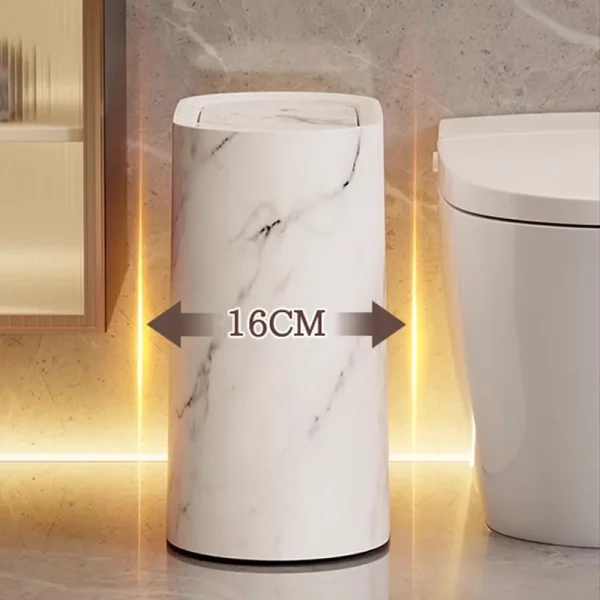 2025 New Home 12L Imitation Marble Wood Grain Manual Press Trash Can Hotel and Homestay with Lid Kitchen Living Room Waste Bins 2