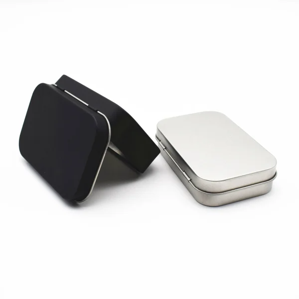 Metal Rectangular Empty Mini Tin Box Tinplate Push Candy Pill Cases Bins Jar Hinged Containers Small Organizer Storage Box 3
