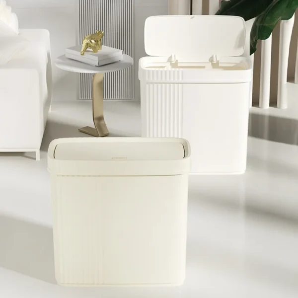 Bathroom Trash Can Press Type Toilet Waste Bin with Cover Odor Proof Narrow Garbage Can Living Room Bedroom Dustbin Waste Basket 5