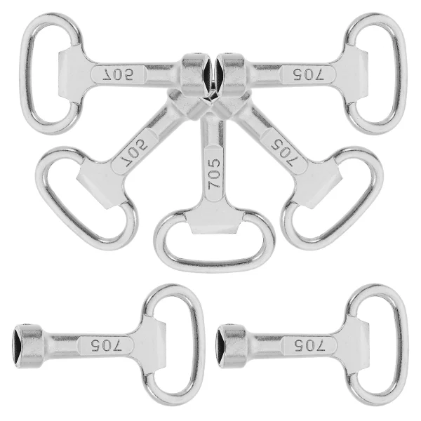6pcs Zinc Triangle Key Set Elevator Door Keys Triangular Key for Trash Can Bin Lock Compatible with Outdoor Waste Containers 6