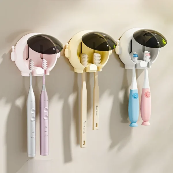 1PCS Brush Holder Cartoon Wall Mounted Non Perforated Bathroom Storage Rack Electric Toothbrush Holder Bathroom Accessories 3