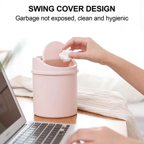 1pcs Mini Desktop Bin Small Trash Can Tube With Cover Bedroom Trash Can Garbage Can Clean Storage Box Home Desk 5