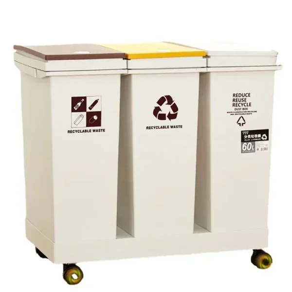 2060L Trash Can Kitchen Sorting Recycling Bin Push Type Wastebasket Dry  Wet Separation with Wheel Large Household 6