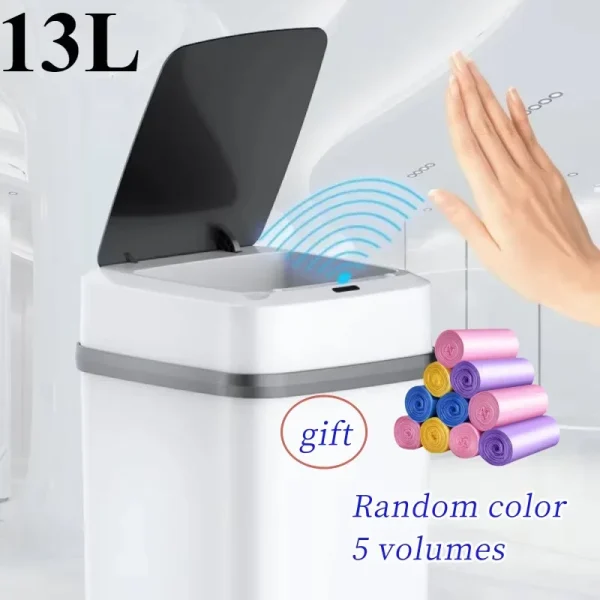 Kitchen Trash Bin 13L Bathroom Touch Trash Can In The Toilet Smart Garbage Bucket Waste Bins Dustbin Smart Trash Can Kitchen 1