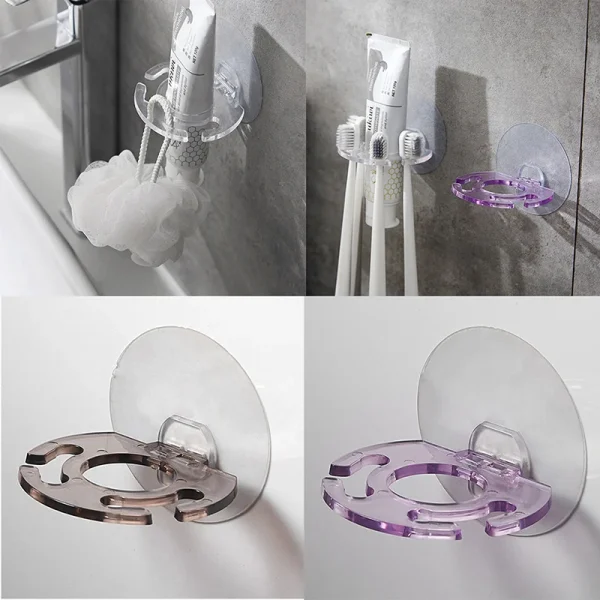 NEW Self-adhesive Wall Mount Toothpaste Dispenser Toothbrush Holder Storage Squeezer Shaver Holder Bathroom Shelves Accessories 4