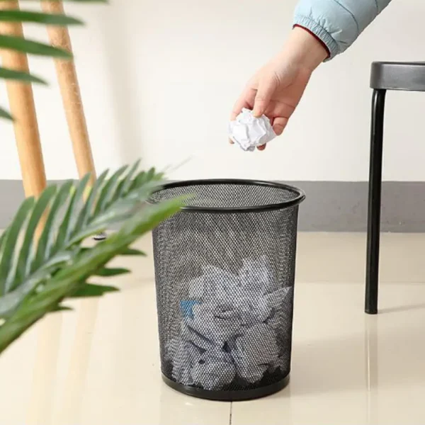 Iron Mesh Waste Bin Garbage Basket Home Office Trash Can Dustbin Sundries Storage Basket Box Bathroon Cleaning Bedroon Waste Bin 3