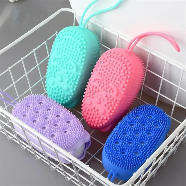 Silicone Body Scrubber Shower Exfoliating Scrub Sponge Bubble Bath Brush Massager Skin Cleaner Cleaning Pad Bathroom Accessories 4