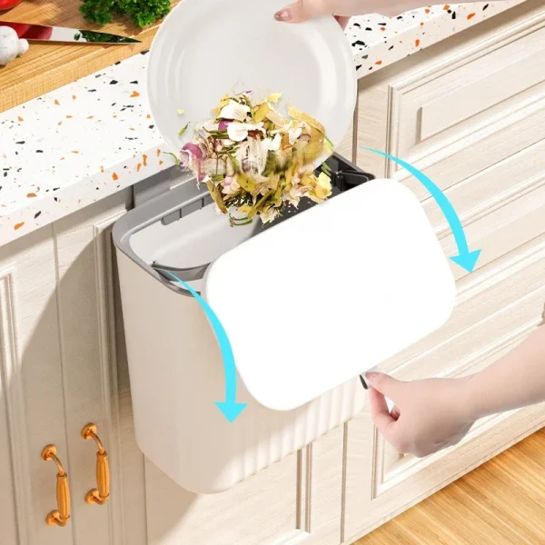 9L Wall Mounted Trash Can Kitchen Cabinet Storage Smart Bucket For Bathroom Recycling Hanging Trash Bins Kitchen Accessories 4