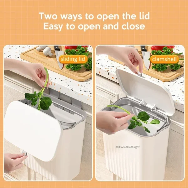 9L Wall Mounted Trash Can Household Waste Bin Hanging Bathroom Trash Can With Lid Food Garbage Bin Kitchen Accessories 6