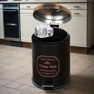 Small Trash Can with Lid & Step Pedal - 5L Round Garbage Bin with Removeable Inner Bucket - Garbage Can for Bathroom, Bedroom 1