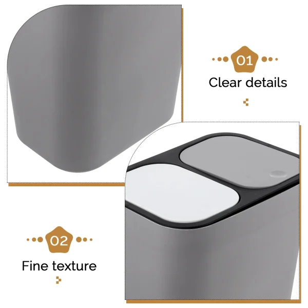 Dry Wet Separation Trash Can 2 Compartments Kitchen Recycling Waste Bin Garbage Container Rubbish Bucket Home Office Stable 3