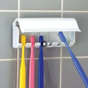 Toothbrush Holder Punch-free Wall-mounted Toothpaste Holder Toothpaste Storage Rack Holders Bath Organizer Bathroom Accessories 1