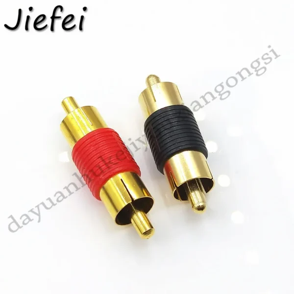 2Pcs Gold plated RCA Male to Male RCA Jack Plug Connector Adapter Video Audio Extender Cord Cable Converter 2