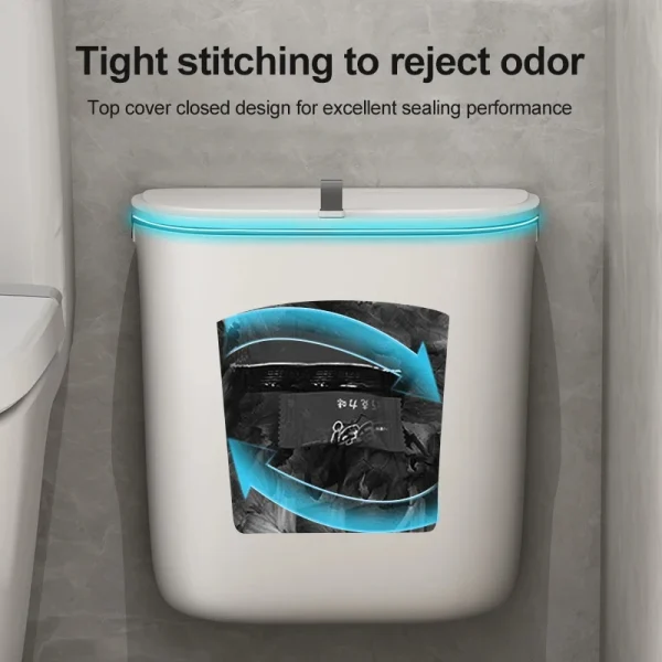 Bathroom Trash Can Wall Mounted Hanging Trash Bin With Lid Waterproof Narrow Seam Rubbish Bin Toilet Waste Garbage Bin 7/9L 4