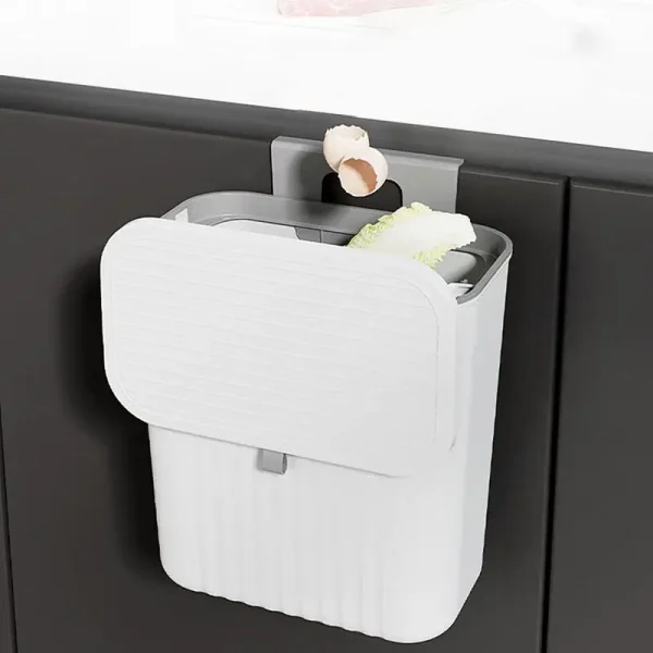 Kitchen Trash Can Wall Mounted Hanging Trash Bin With Lid Garbage Can for Cabinet Under Sink Waste Garbage Compost Bin 2