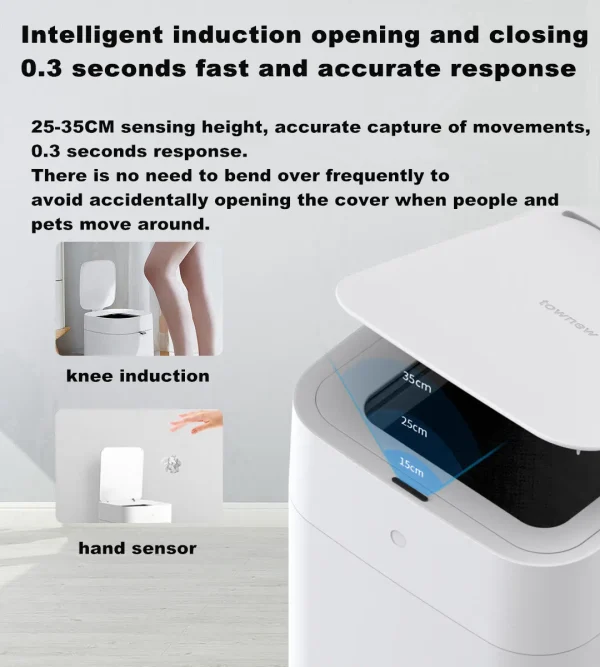 Townew T1S Smart Sensor Kitchen Garbage Bin Waterproof Home Bathroom Garbage With Lid Sensing Garbage Bin Automatic Packaging 5