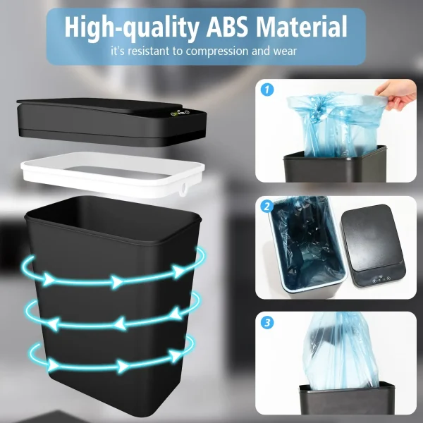 Bathroom Trash Can with Lid Touchless Automatic Garbage Can Slim Motion Sensor Smart Trash Bin for Bedroom,Office,Living Room 3