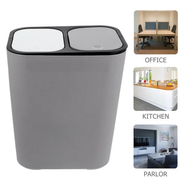 Dual 2 Compartments Dry Wet Trash Bin Waste Bins Kitchen Recycling Garbage Can Rubbish Bin Trash Container Household 4