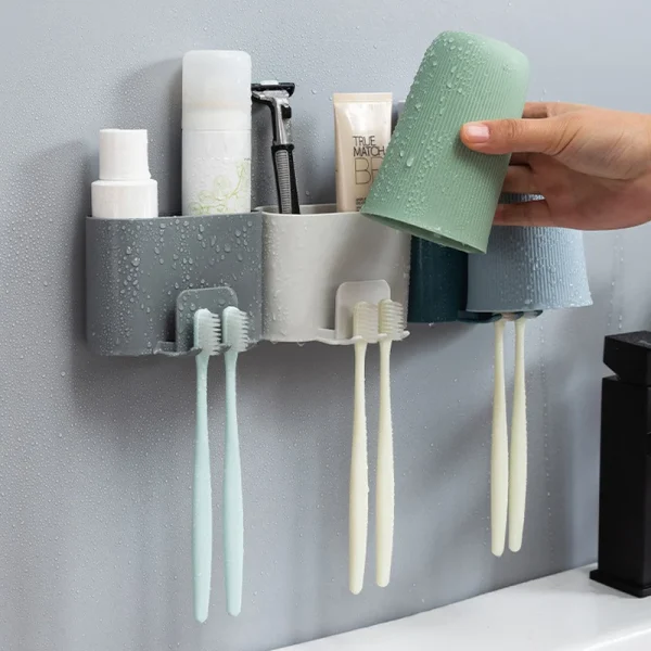 Bathroom Toothbrush Toothpaste Holder Wall Mounted Shaver Hanger Hook Cup Storage Rack Comb Cleaning Cream Organizer Holder 3