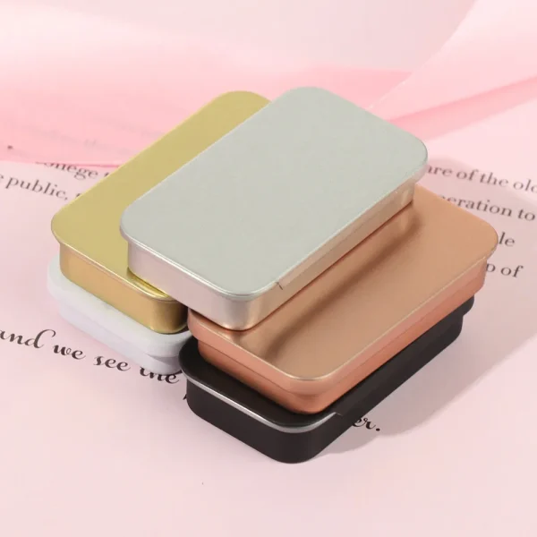 1pcs Mini Tin Box Bins Jar Rectangle Empty Box Portable Lipstick Cream Storage for Wedding Jewelry Candy Pill Cases Black Silver 3