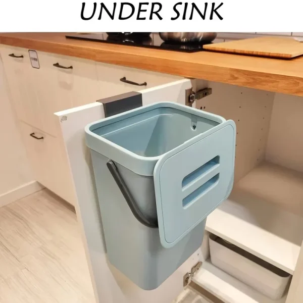 Trash Can Kitchen Wall Mounted Hanging Trash Can With Lid Garbage Can for Cabinet Under Sink Waste Garbage Compost Bin 3/5L 6