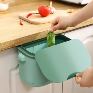 Wall Mounted Kitchen Compost Bin Multifunction Hanging Trash Can with Lid for Home Office and Bathroom Toilet Space Saving 1