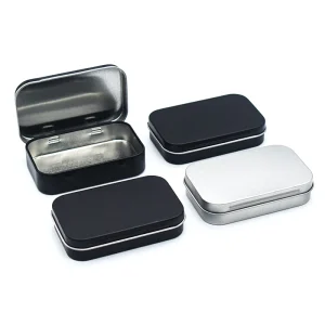 Metal Rectangular Empty Mini Tin Box Tinplate Push Candy Pill Cases Bins Jar Hinged Containers Small Organizer Storage Box 1