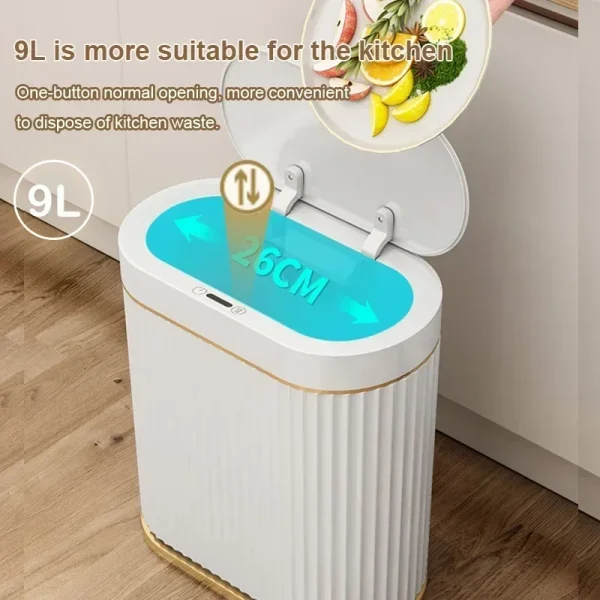 15L/12L/9L/7L/5L Wastebasket Smart Dump Bathroom Trash Bin Toilet Garbage Bucket Dustbin Automatic Sensor Trash Can with Lid 4
