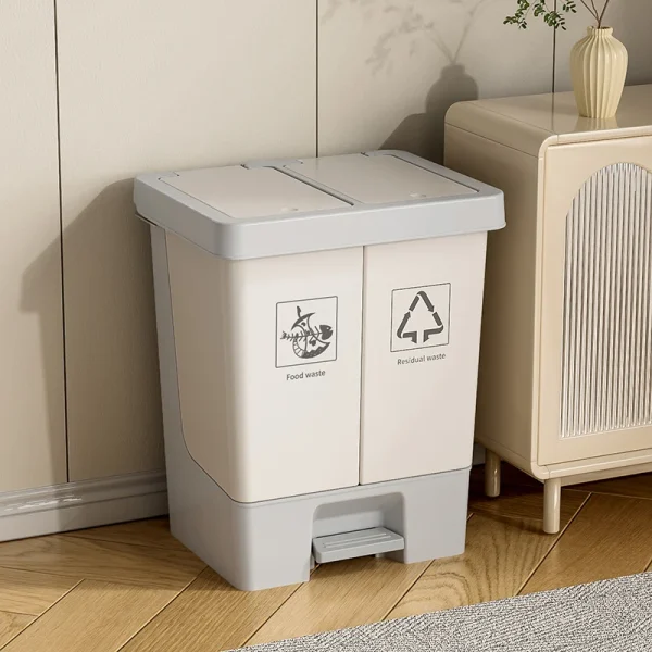 20L/24L/26L/36L/40L,Trash Can Kitchen Sorting Recycling Bin Push Type Wastebasket Dry Wet Separation with Wheel Large Household 5