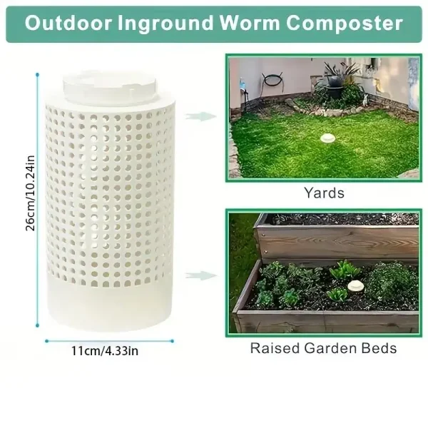 Compost Bin Outdoor Inground Worm Farm Compost Bin Kit White Plastic Earthworm Compost Bin with Holes for Garden and Lawn Care 6