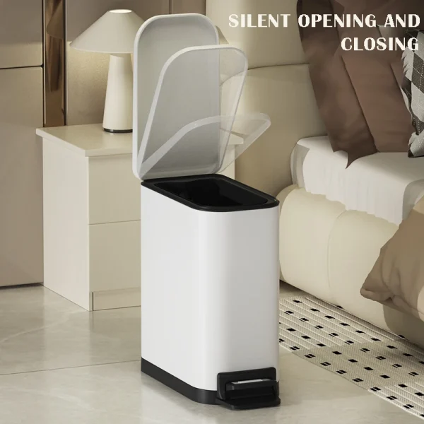6L stainless steel pedal light luxuary trash bin, double metal narrow trash can, suitable for bathroom, bedroom, office, hotel 4