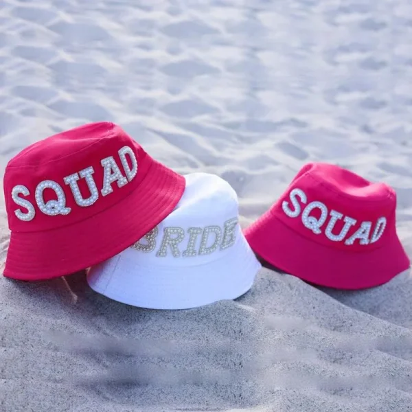 Bride squad Bucket Hat beach pool summer Wedding Bachelorette hen Party Bridal Shower Travel decoration bridesmaid proposal gift 1