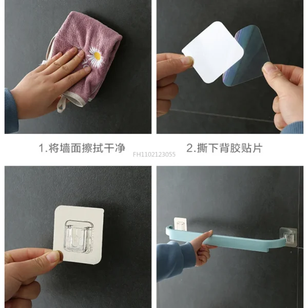 Bathroom Shelf PendantToilet Paper Holder Plastic Self-adhesive Towel Rack Wall-mounted Hanging Hook Bathroom Supplies 3